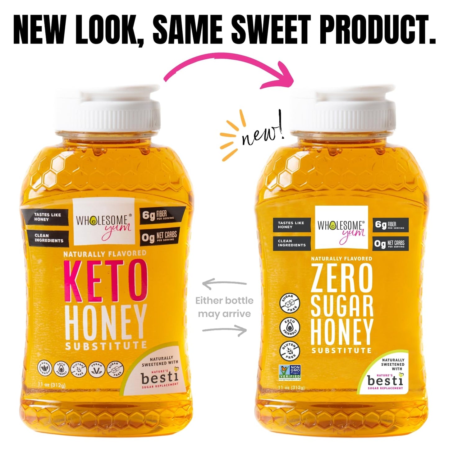 Wholesome Yum Zero Sugar Honey Substitute (Keto Honey) - Natural Sugar Free Honey Alternative With Monk Fruit & Allulose - Zero