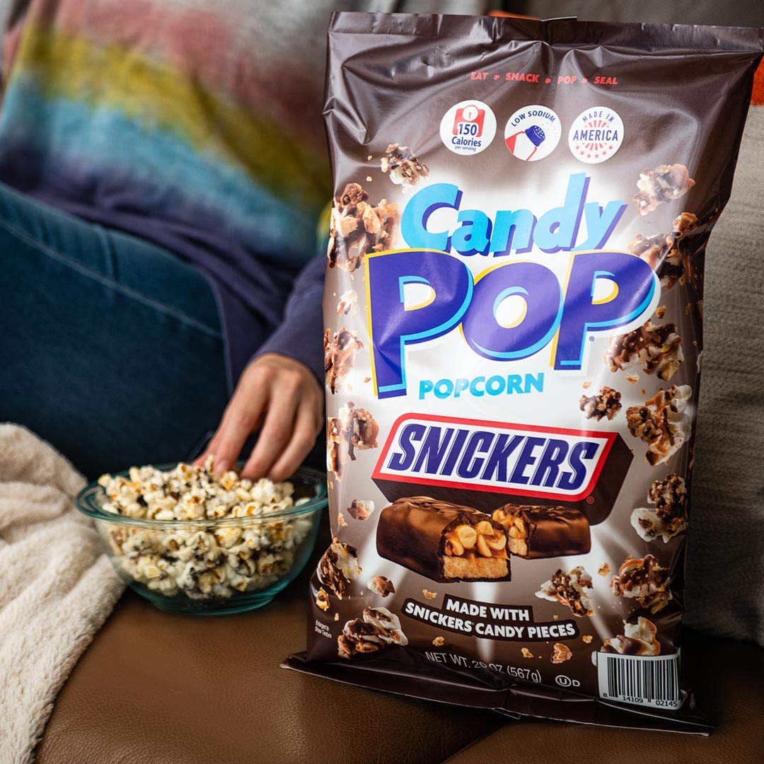Candy Pop Snickers Candy Coated Popcorn (5.25Oz Bags) Made With Real Snickers Candy Pieces - Pack Of 6