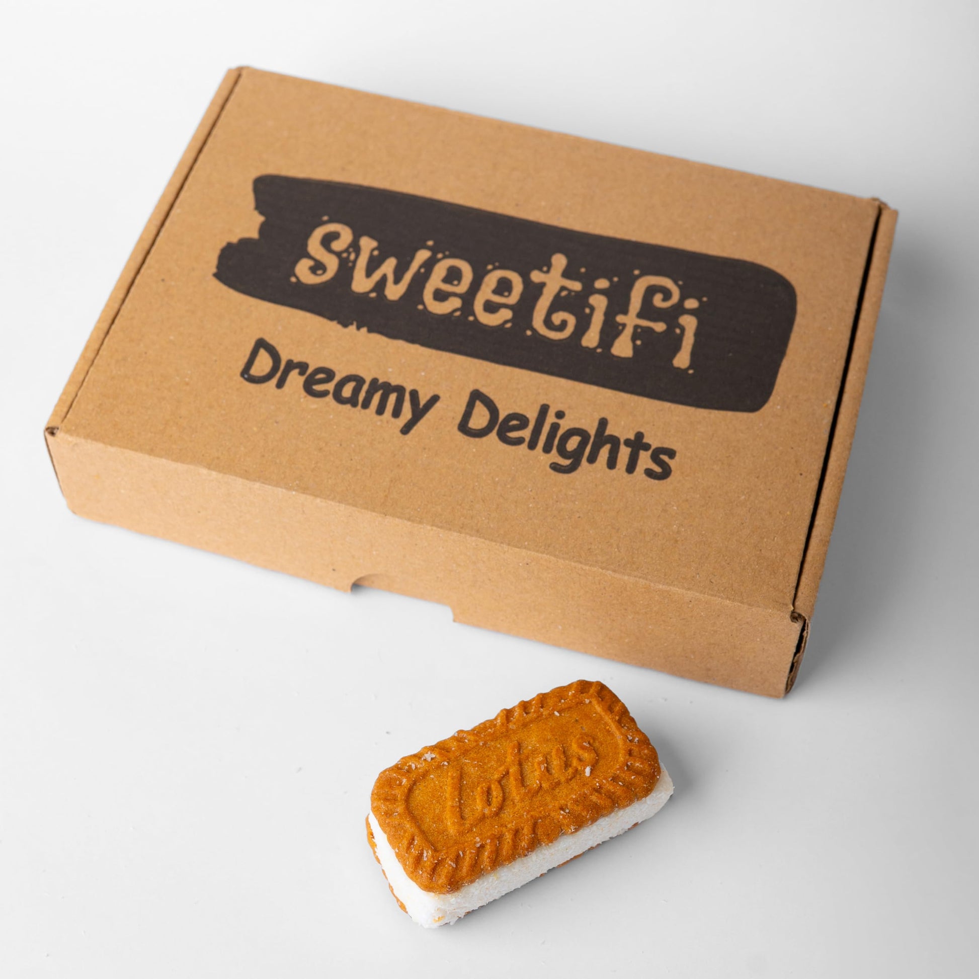 Sweetifi Turkish Delight with Biscoff Cookies, Gourmet Lokum Sandwich, Caramelized Biscuit & Chewy Delight Snack, Perfect for Co