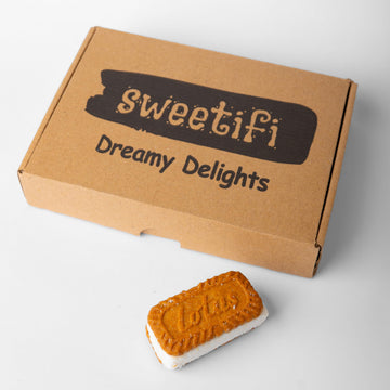 Sweetifi Turkish Delight with Biscoff Cookies, Gourmet Lokum Sandwich, Caramelized Biscuit & Chewy Delight Snack, Perfect for Co