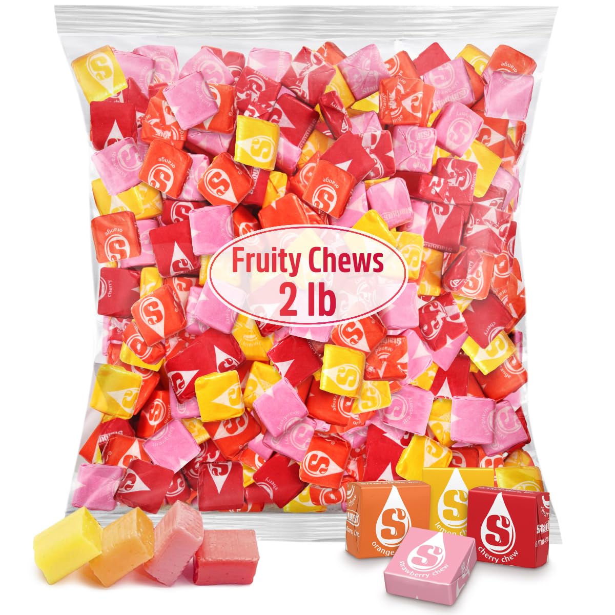 Fruit Chews Candy  2lb Pack of Starbrst Candy Bulk  Individually Wrapped for Freshness and Easy Sharing  Perfect Bulk Candies for Buffet Spreads at Weddings  Movie Nights and School Functions
