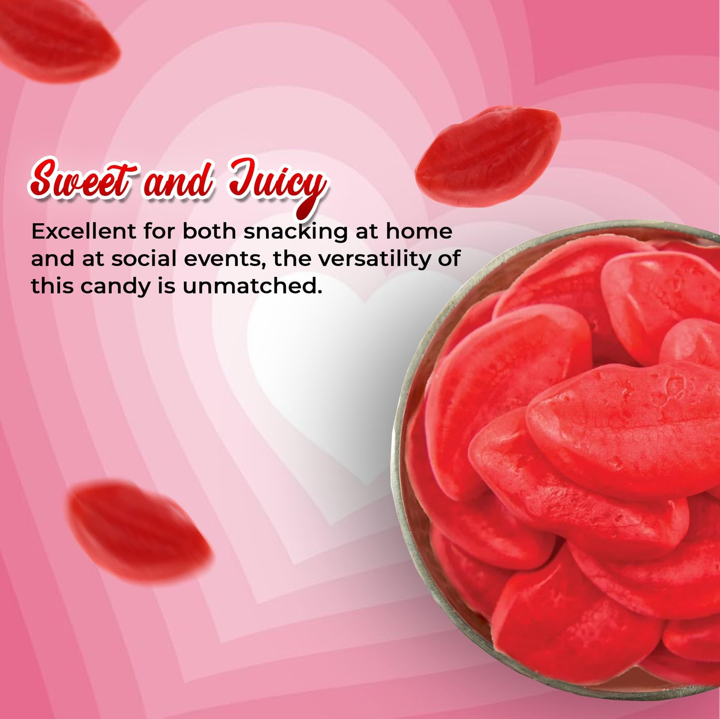 Ny Spice Shop Gummy Strawberry Filled Puffy Lips - Soft And Chewy Gummy Candy With Juicy Strawberry Filling - Fun, Lip-Shaped Tr