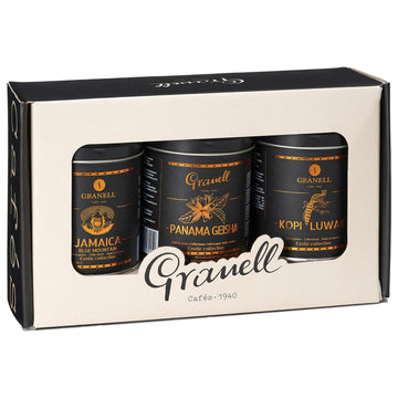 Caf  S Granell Kopi Luwak, Jamaica Blue Mountain & Panama Geisha Coffee 3 Pack Gift Set | Exotic Collection Fresh Whole Beans Qu