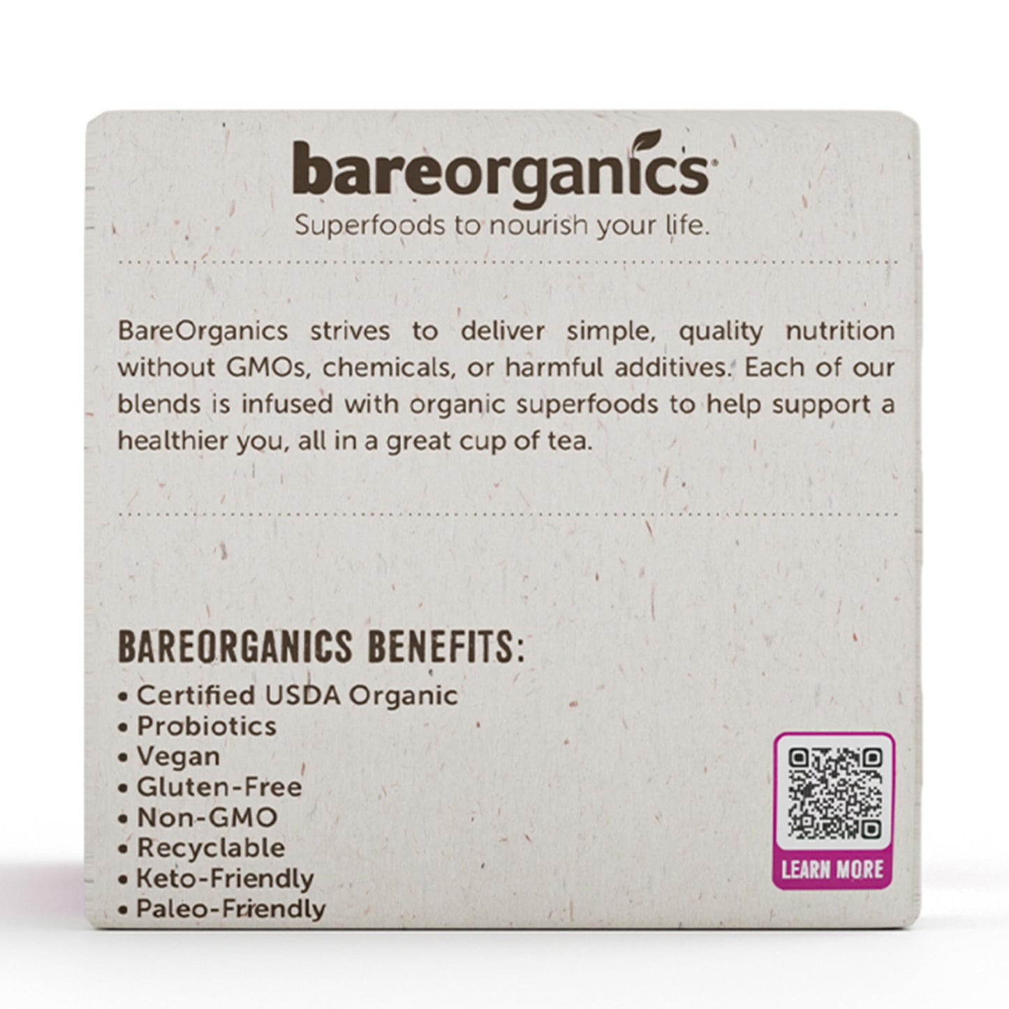 BareOrganics Radiant Tea withuperfoods & Probiotics | Compatible Tea Pods | USDA Certified Organic, Vegan, Non-GMO & Recyclable,