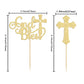 Gyufise Cupcake Toppers, 24Pcs Glitter Cross, Baptism Party Decorations, Gold, Model ZN0096-1-G