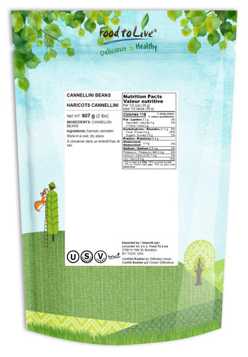 Food To Live - Cannellini Beans, 2 Pounds - Dried White Kidney Beans, Sproutable, Vegan, Kosher, Sirtfood, Bulk. Rich In Fiber,