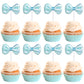 YCTHUNFISH 12 Pack Cupcake Toppers Pink Bow Decorations for Birthday, Bridal Shower, Wedding, Party