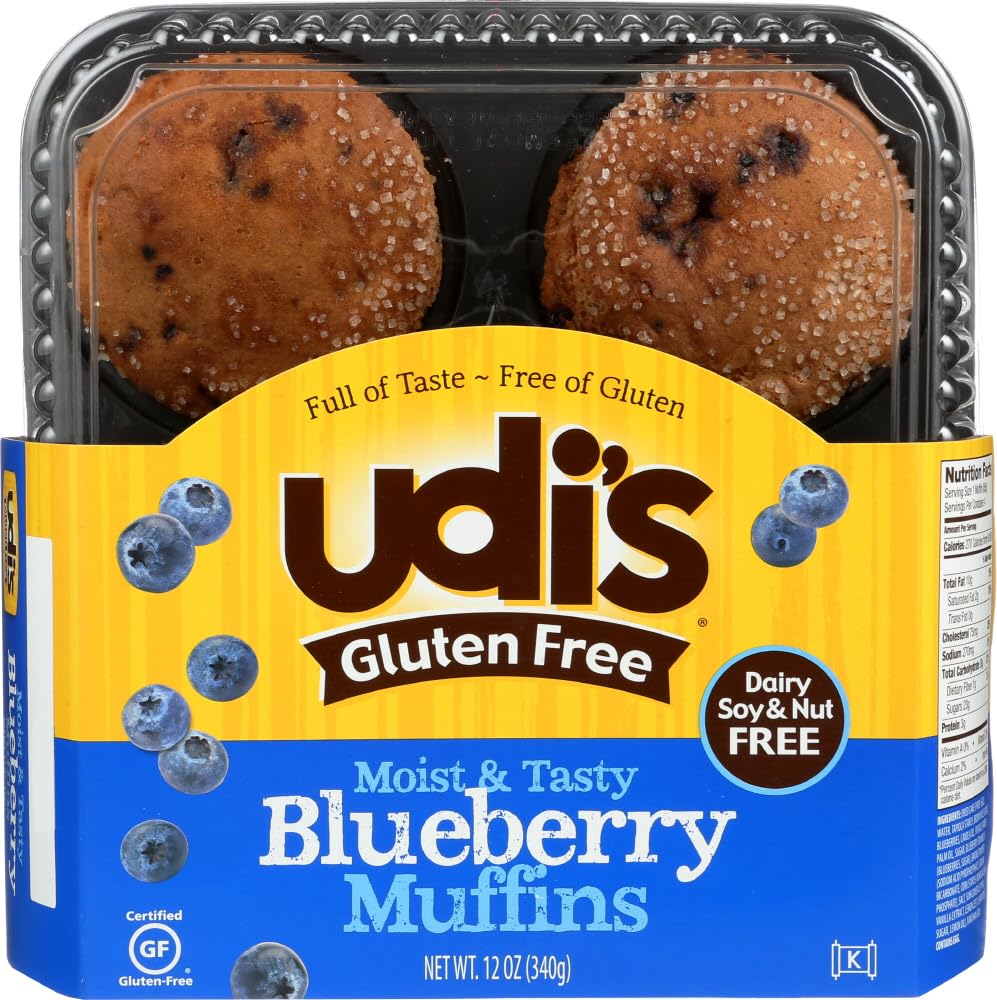 Udis Blueberry Muffin, 12 Ounce (Pack of 6)