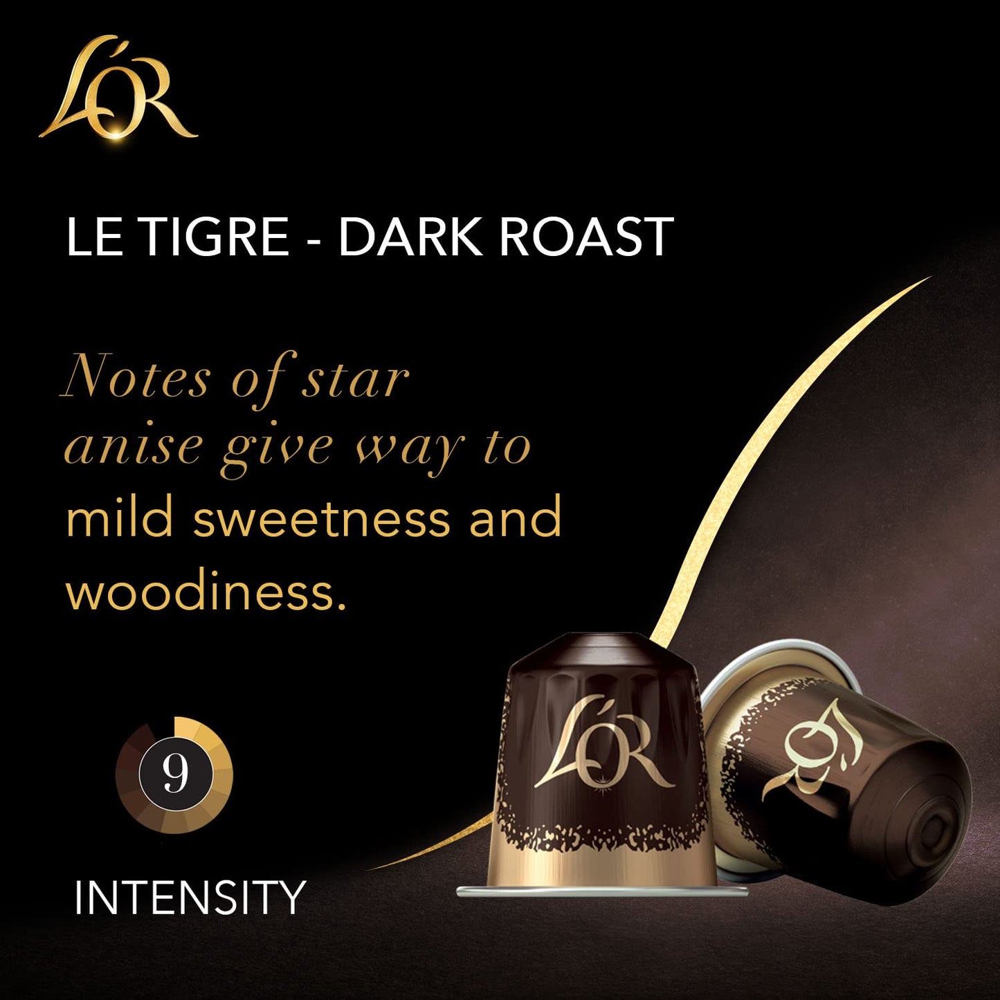 LOR Coffee Pods  10 Count Le Tigre Dark Roast Blend  Single-Serve Aluminum Coffee Capsules Compatible with the LOR BARISTA System & *Nespresso Original Machines  10 count (Pack of 1)