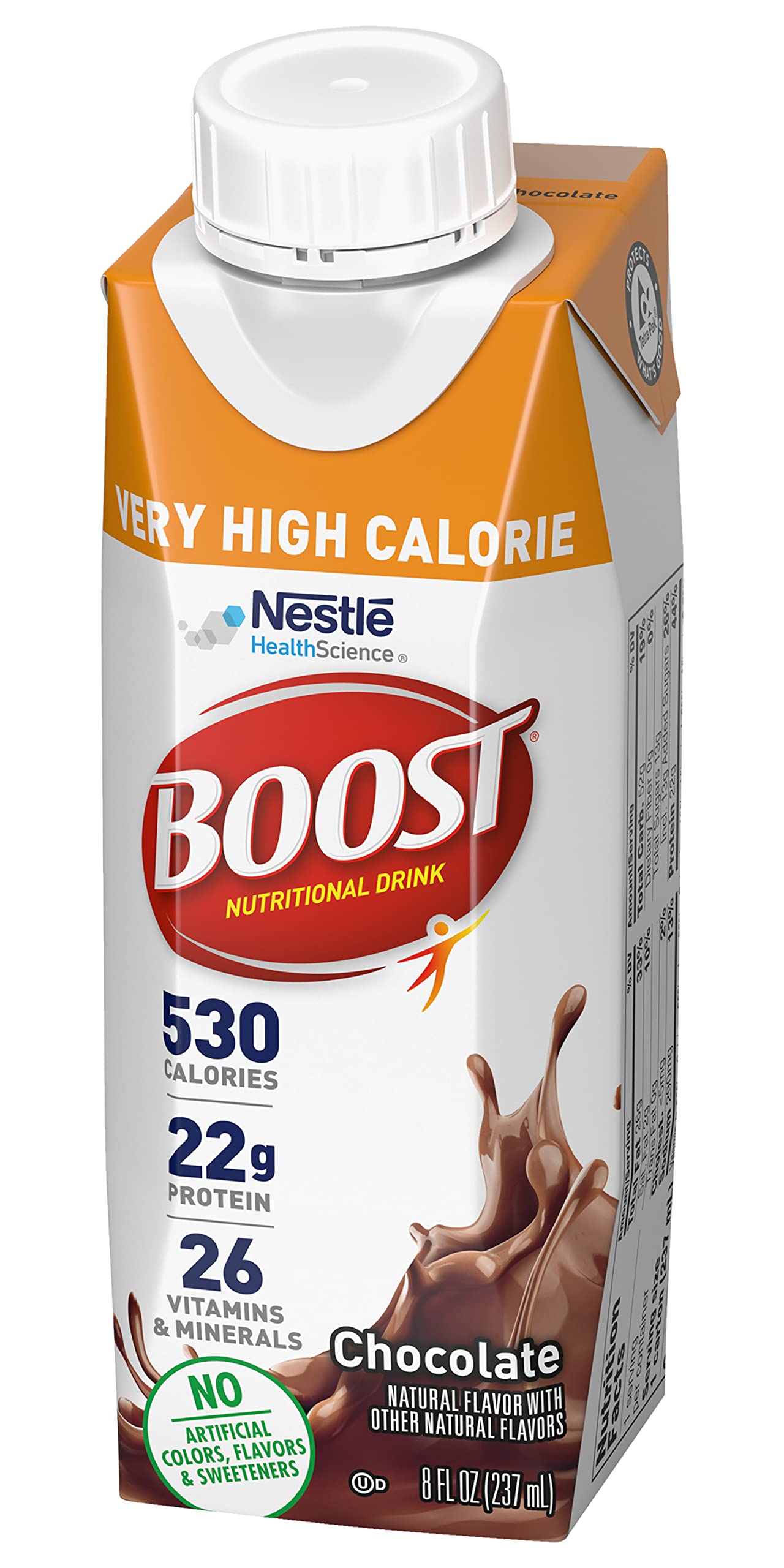 Boost Very High Calorie Nutritional Drink Very Vanilla, Made with Natural Chocolate Flavor & No Artificial Flavors, Colors & Swe