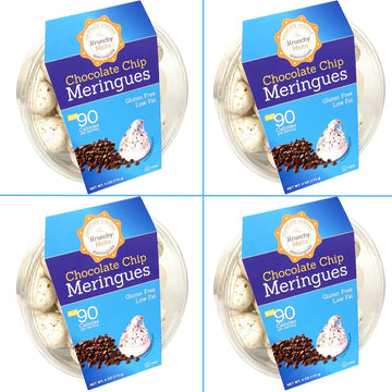4 Pack Krunchy Melts Original Meringue Cookies | Chocolate Chip Flavor 4-Pack | Only 90 Calories Per Serving | Low Fat, Gluten F