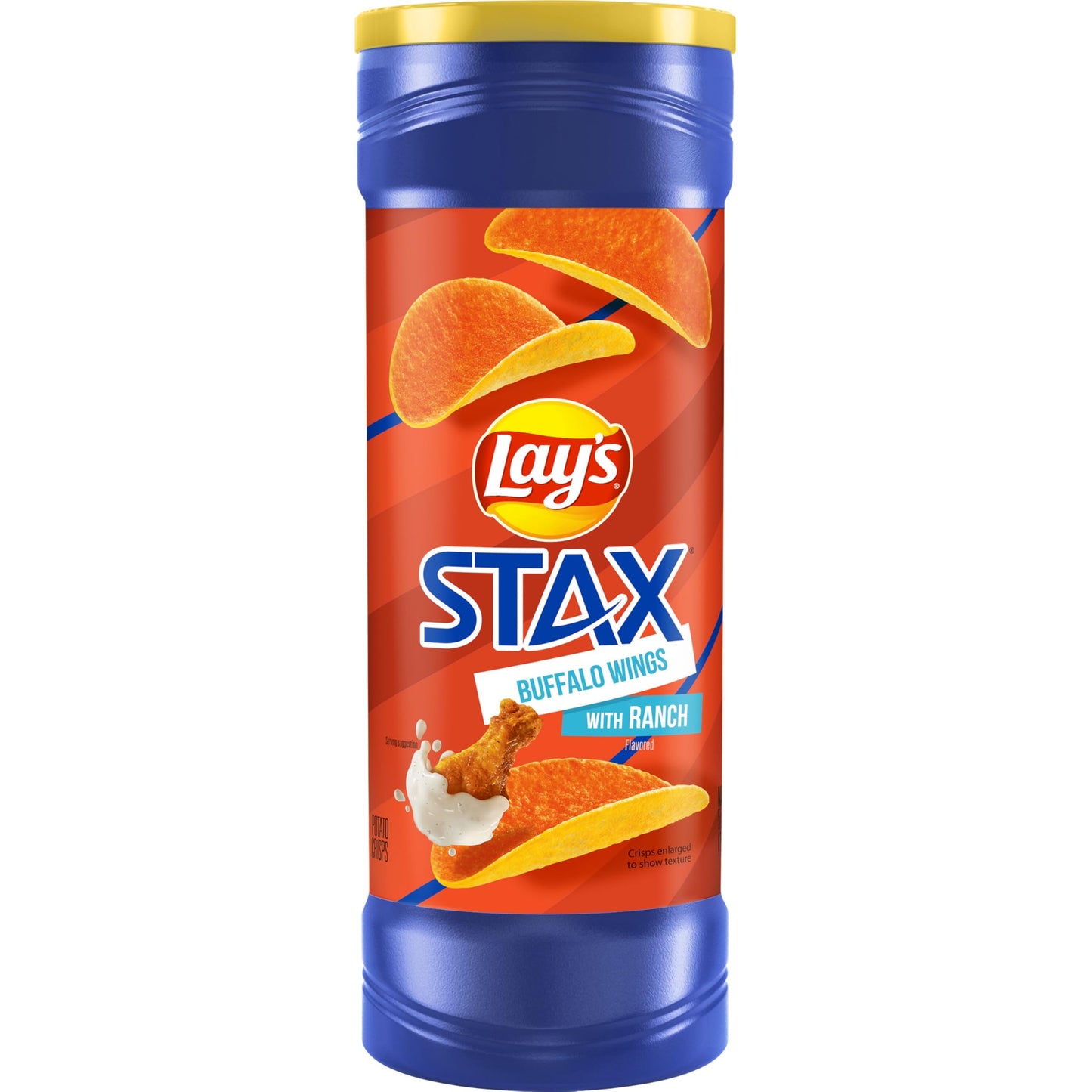 Lays Stax Potato Crisps Chips, Buffalo Ranch, Gluten Free, 5.5 Oz Canister Pack