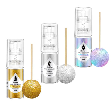 Edible Glitter Spray Set - 3 Colors Iridescent Gold & White Food Grade Shimmer Powder  Metallic Edible Spray Glitter For Cakes  Cookies  Chocolate & Strawberries  5G/Bottle