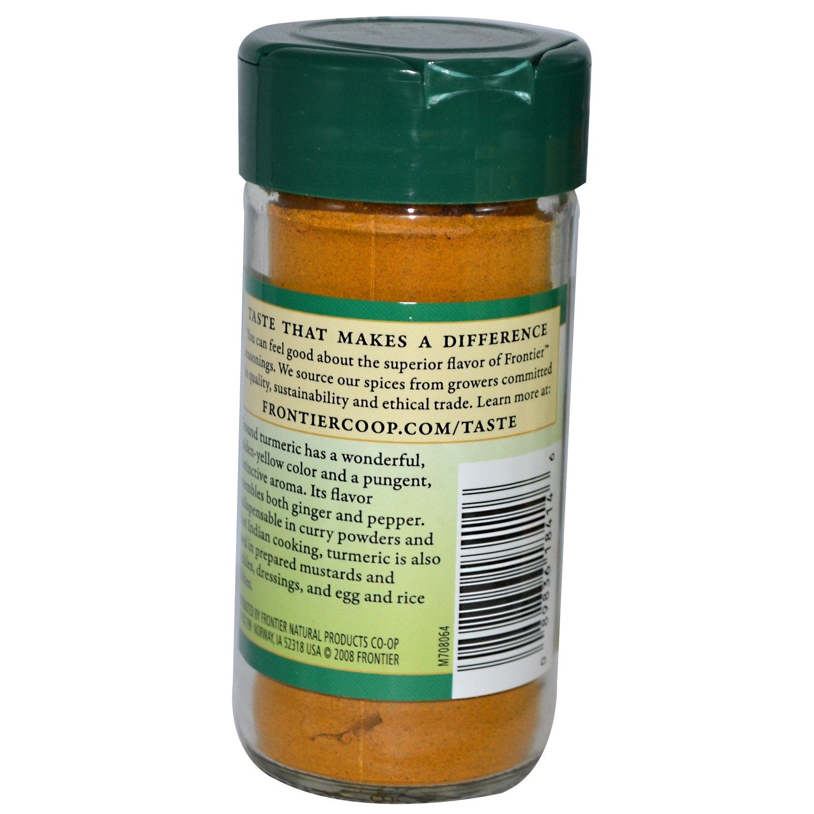 Frontier Co-op Ground Turmeric Root, 1.92 Ounce Bottle, Kosher, Non-GMO, Distinct Pungent Aroma, Ginger & Pepper-Like Flavor