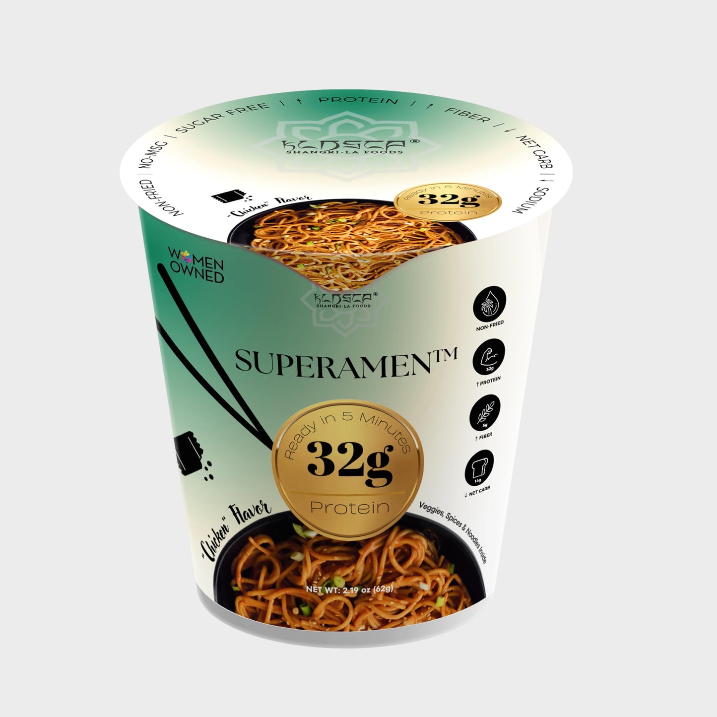 Black Garlic ''Chicken'' Ramen, 100% Plant Based, Keto Friendly, Low Carb, High Protein, Packaged Noodle Meal Kit, Ready to Eat,