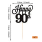 YCTHUNFISH 90th Birthday Cake Topper Black Glitter Bamboo Decoration for 90th Anniversary Party Supplies