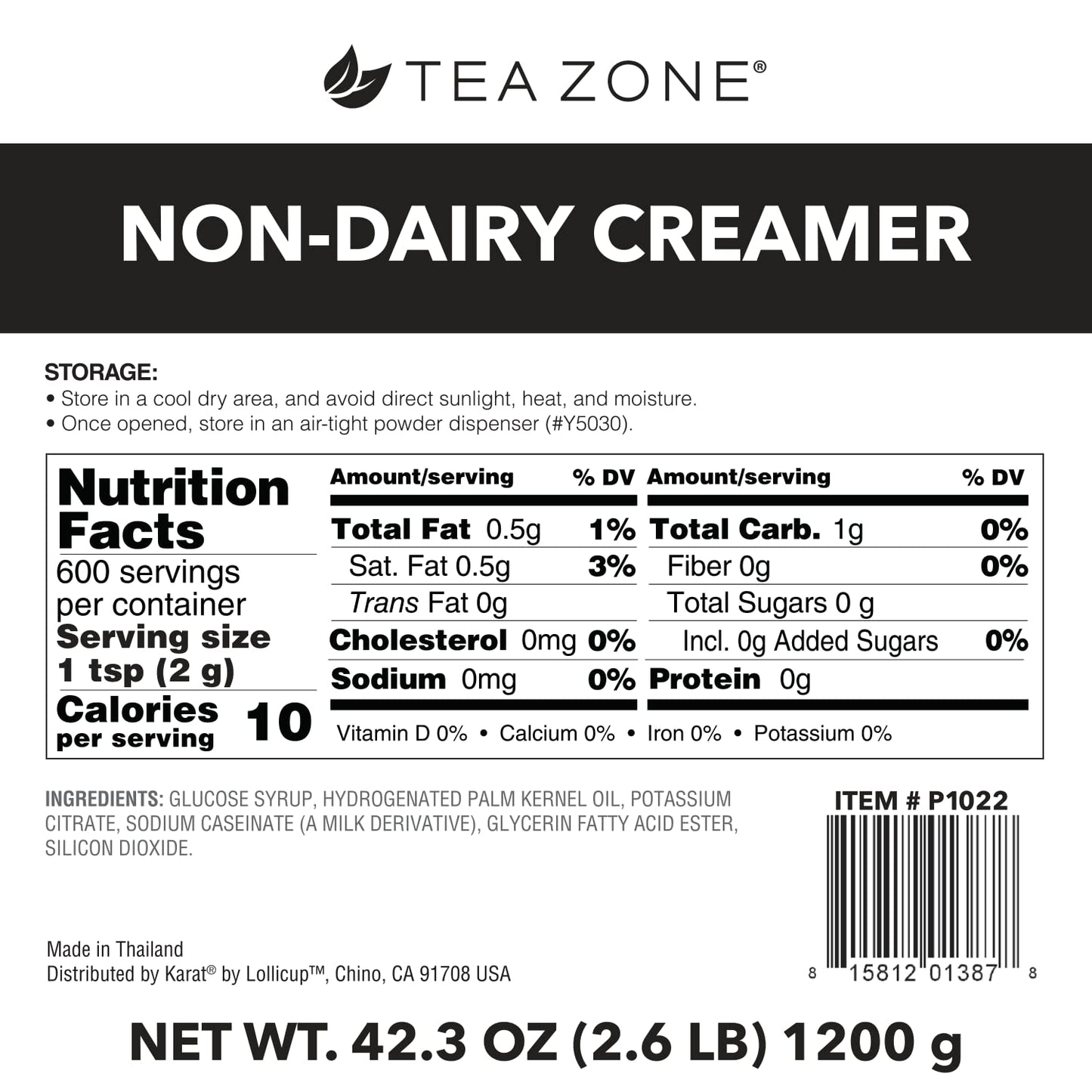 TEA ZONE Non-Dairy Creamer - 2.65 lb (Pack of 10) - Model P1022