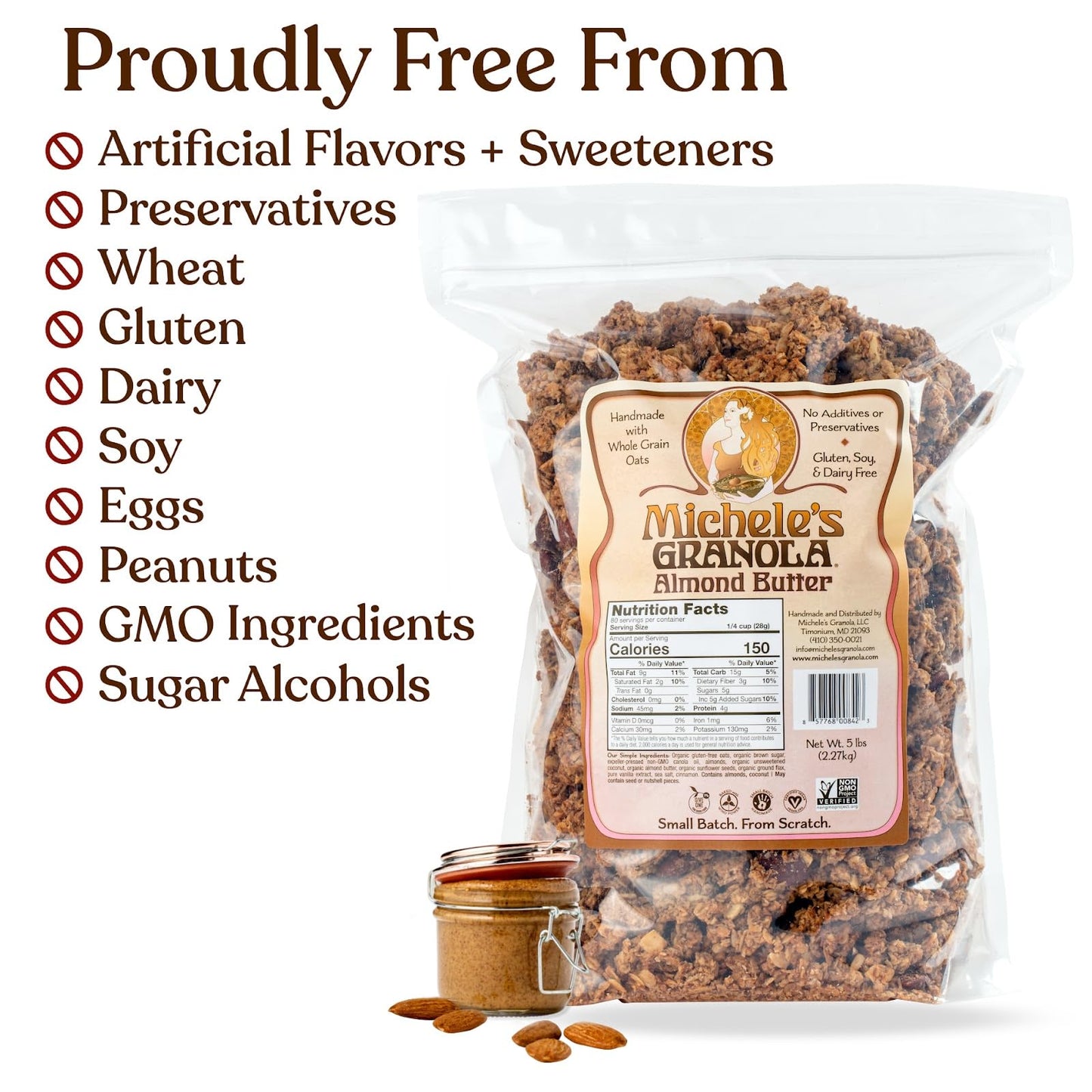 Michele'S Granola Almond Butter, Gluten-Free & Non-Gmo, 5 Pound Bulk Bag