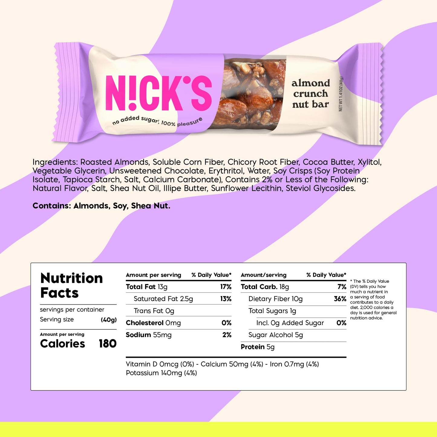 NICK S Almond Chocolate Snack Bar  Keto Nut Snack for Sports  Hiking  Gaming  Outdoor Activities  1G sugar  3G net carbs  healthy snack  (pack of 30)