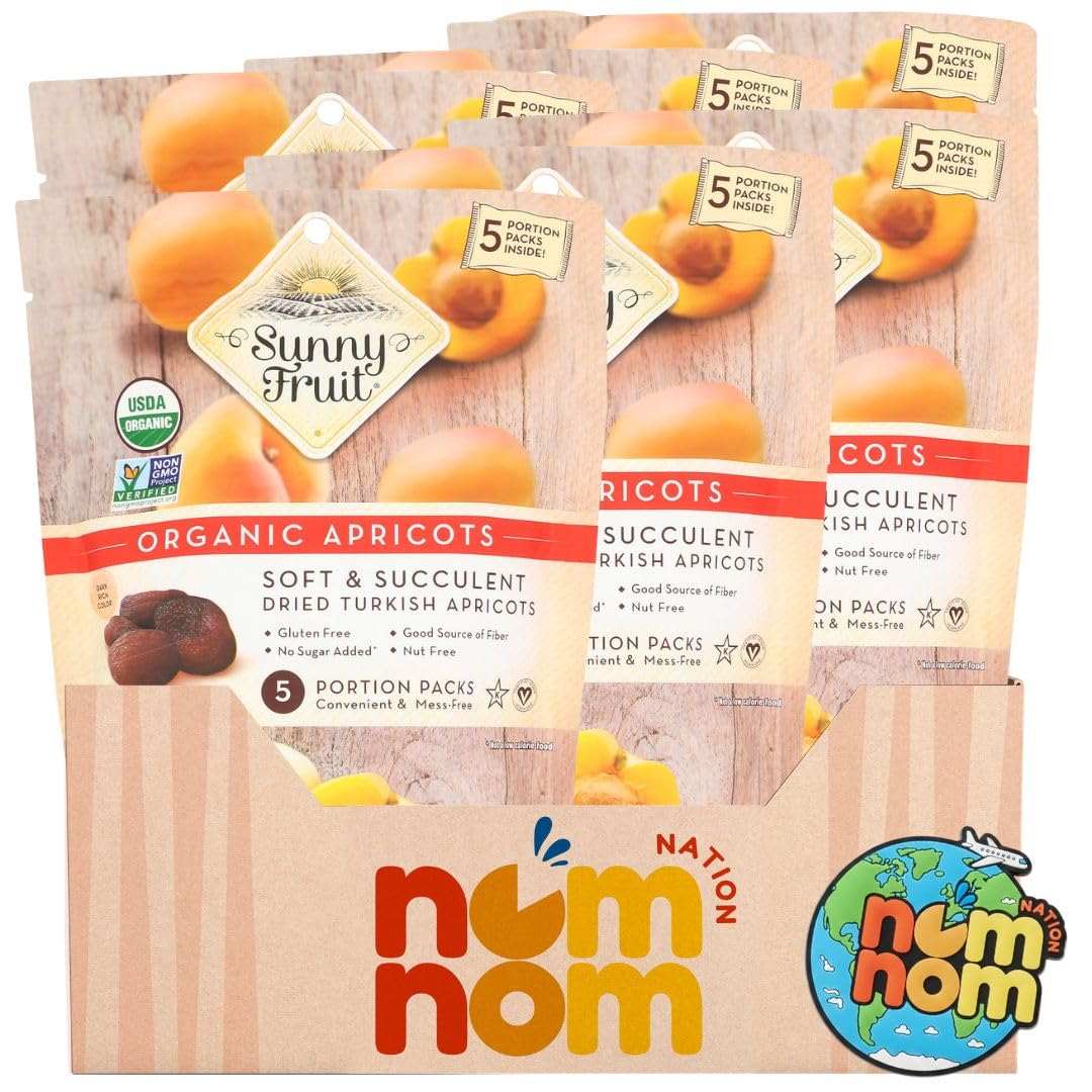 Sunny Fruit Apricot Dried Packs - 8.8 OZ Bags (Pack of 6) - Organic Apricots - Dried Fruit Organic with Refrigerator Magnet - 7 