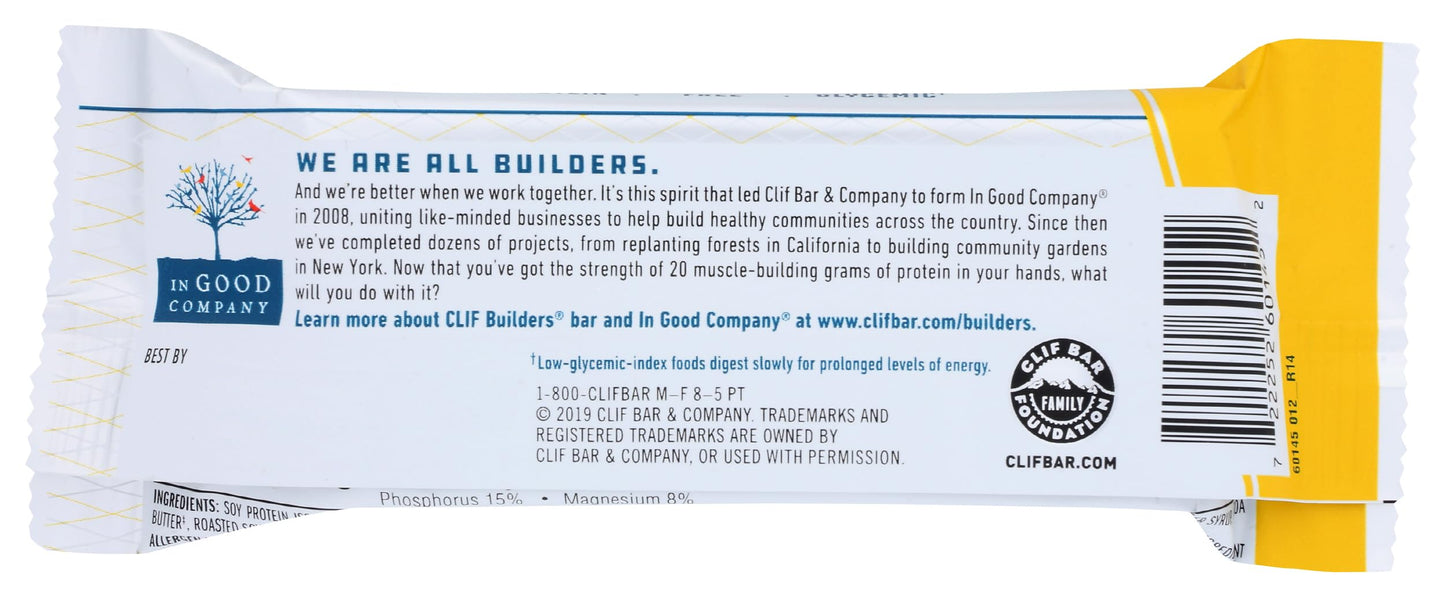 Clif Builders - Protein Bars - Vanilla Almond Flavor - 20G Protein (2.4 Ounce) (Now Gluten Free)