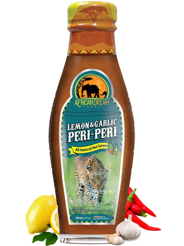 Lemon & Garlic Peri-Peri Hot Sauce By African Dream Foods | All-Natural Sweet And Spicy Piri-Piri Sauce With Thai Chili Peppers