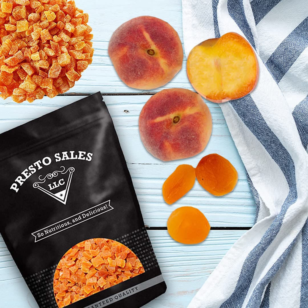 Presto Sales Apricot, Fancy Chopped, Sweet Turkish, 80 Oz. | No Added Sugar, Dried Fruit, Snack | Dietetic, Vegan, Intense Flavor, Burst Of Energy, 1 Choice | Resealable 5 Lbs. Bag