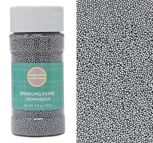 Mystic Sprinkles Sparkling Silver Nonpareils 3.8Oz Bottle