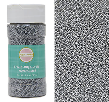 Mystic Sprinkles Sparkling Silver Nonpareils 3.8Oz Bottle