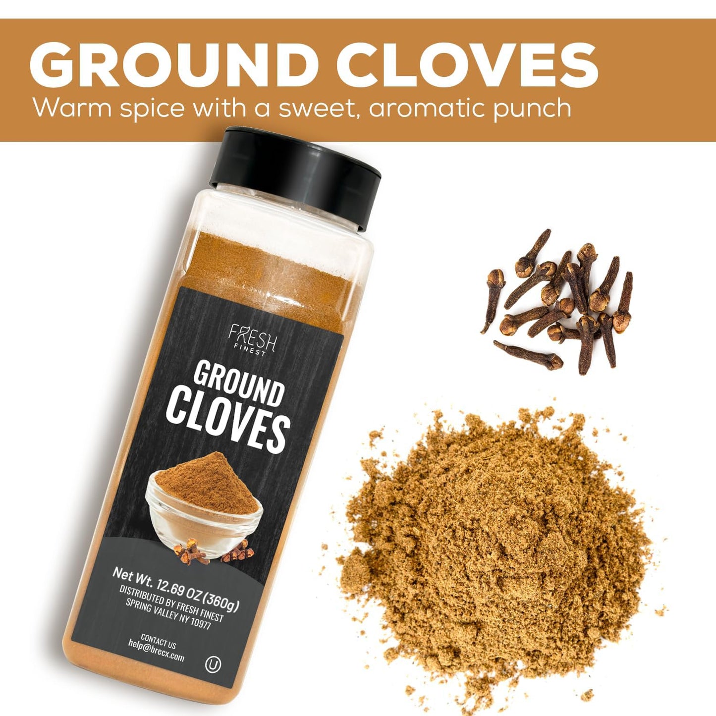 Fresh Finest Ground Clove 12.69oz - enhanced Quality Ground Cloves - All-Natural  Non-GMO  Gluten-Free  Kosher - Perfect for Baking  Cooking  and Beverages