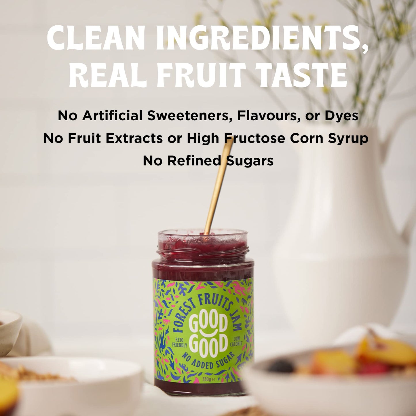Good Good No Added Sugar Forest Fruit Jam - Keto Friendly Jelly - Low Carb, Low-Calorie And Vegan - Diabetic Friendly - 12Oz / 330G (Pack Of 1)