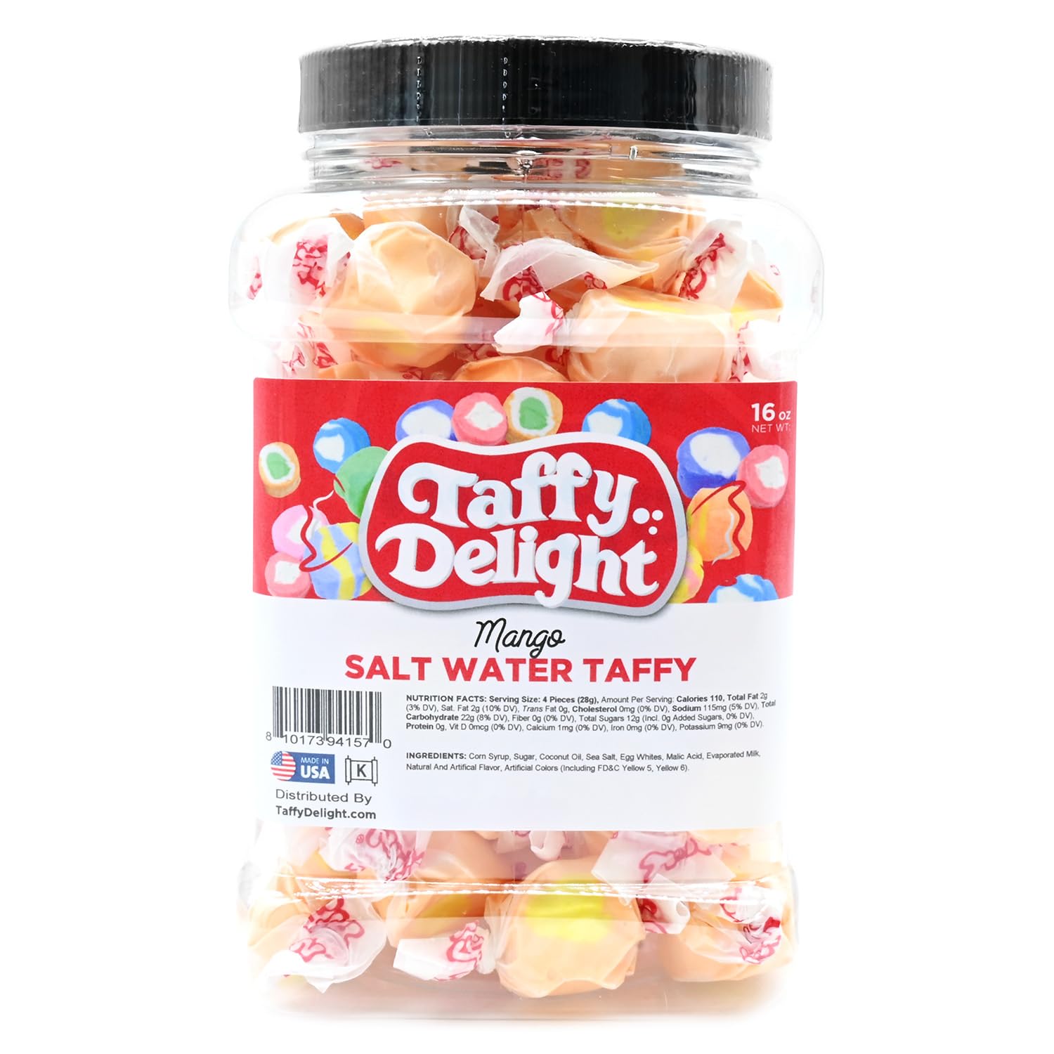 Taffy Delight Salt Water Taffy (16oz, Mango)