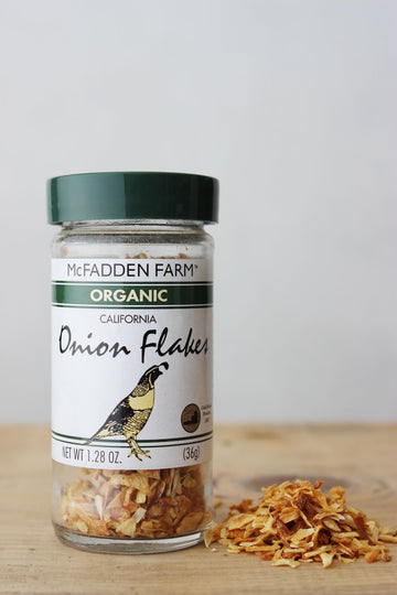 Mcfadden Farm Organic Onion Flakes, Grown And Packed In The U.S.A., 1.28 Oz. In Glass Jar
