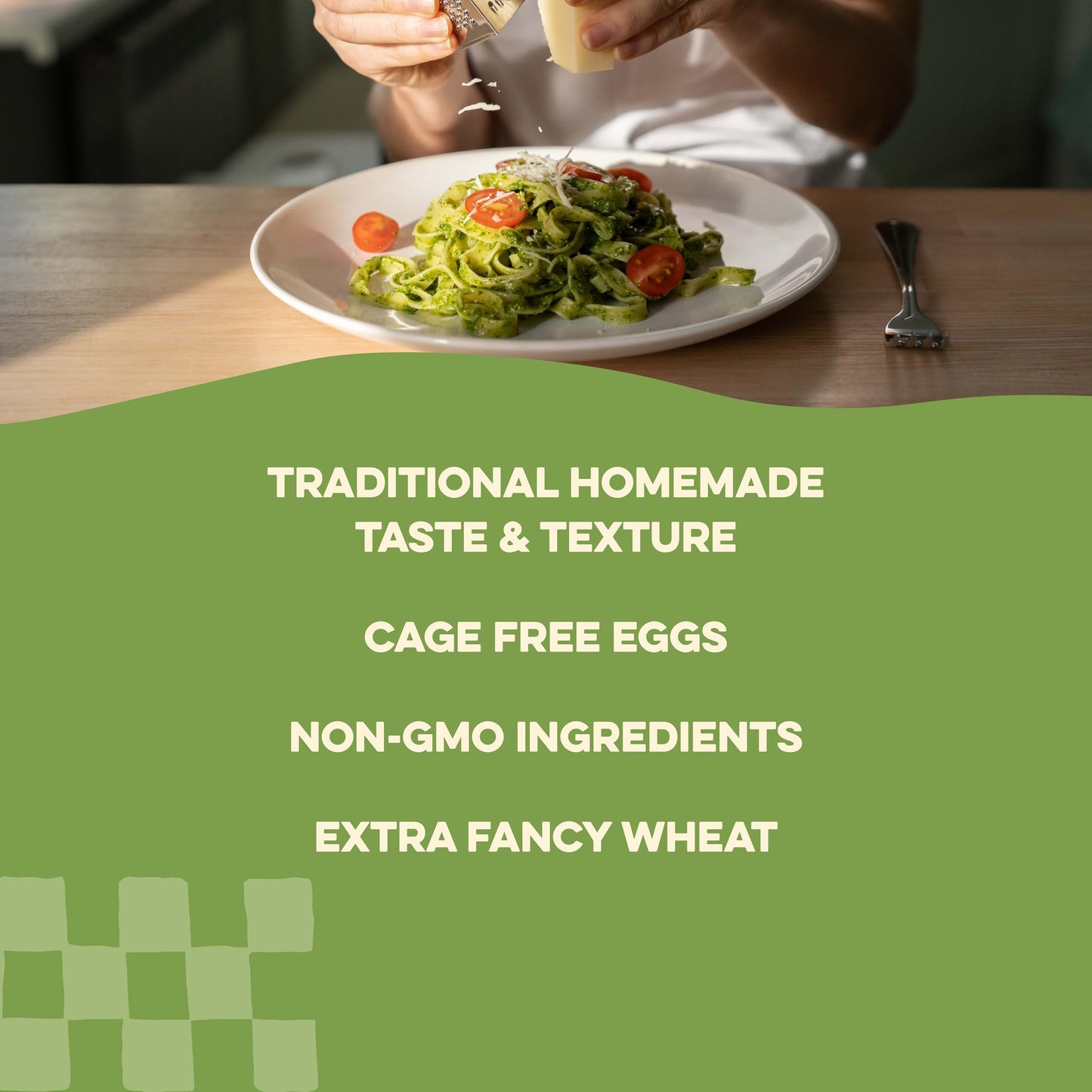 Al Dente Basil Fettuccine - All-Natural  Hand-Crafted Egg Pasta - Delicious And Versatile - Traditional Noodles Made With Cage-Free Eggs  Semolina  and Basil  12oz Bags (Pack of 6)