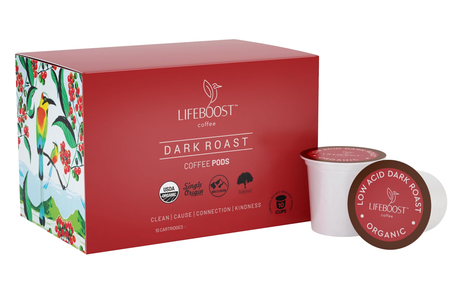 Lifeboost Dark Roast Low Acid Coffee K Cups - Single Origin Mold Free Non-GMO Organic Coffee Pods - Compatible with Keurig & Keu