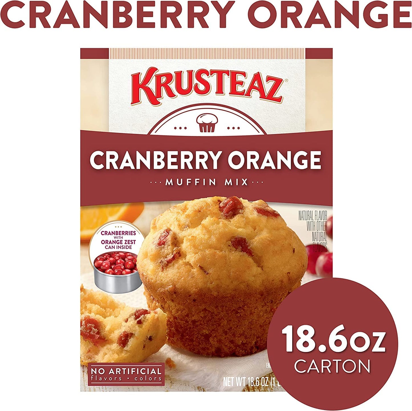 Krusteaz Cranberry Orange Muffin Mix, Contains Cranberries with Orange Zest (18.6 Ounce (Pack of 6))