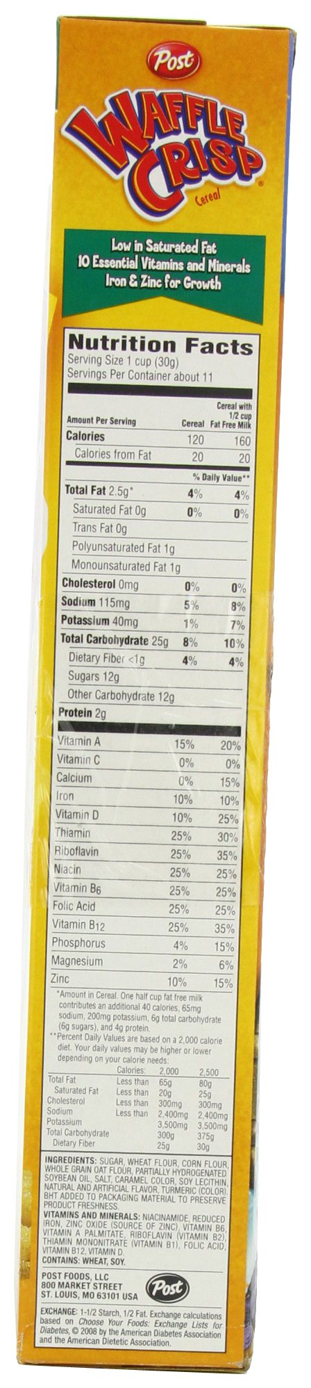 Post Waffle Crisp Cereal, 11.5-Ounce Boxes (Pack Of 4)
