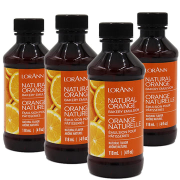 Lorann Orange Bakery Emulsion, 4 Ounce Bottle - 4 Pack