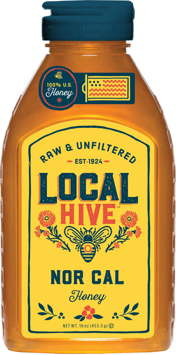 Local Hive North California Raw Unfiltered Honey 16Oz. 100% Us Honey Sourced From American Bees And Beekeepers.