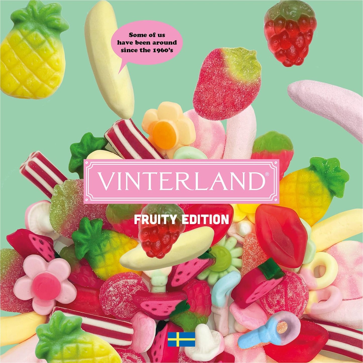 VINTERLAND - Fruity Swedish Candy Mix (1.2 Pounds) - Assorted Swedish Candy Sweet Mix - Red Strawberry Licorice - Yellow Bananas - Pink Mushrooms - Happy Flowers - Juicy Berries - Circus Pens  and more - Fruity Edition