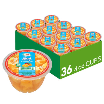 Dole Fruit Bowls Diced Mango Snacks, 4oz (Pack of 36), Gluten & Dairy Free, Orange