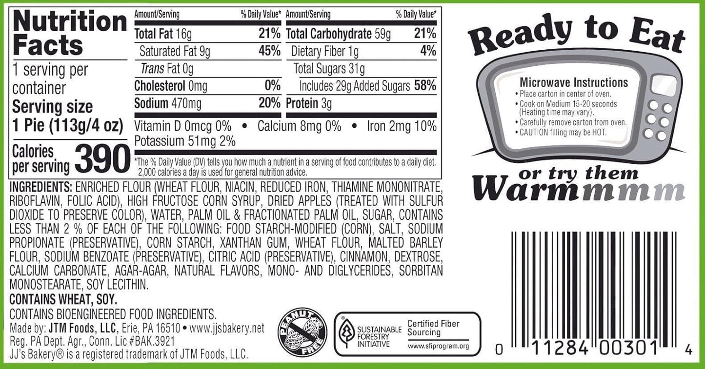 Generic JJs Apple Snack Pies, Fresh-Baked, Nut-Free, Kosher Parve, 4 Oz Each, Pack of 6