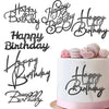 6 PCS Happy Birthday Side Cake Toppers Black Mirror Side Cake Toppers DIY Acrylic Glitter Cake Inserts Celebration Birthday Part
