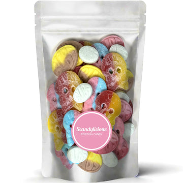 Bubs Swedish Candy Mix - Skulls Ovals 0.5 LB of Fizzy, Fruity, Sweet & Sour Scandinavian Treats
