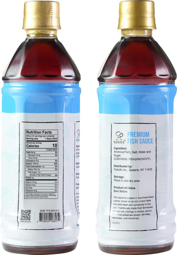 Soeos Fish Sauce, 16.9 Fl Oz (500Ml), Savory Flavor, Premium Fish Sauce For Cooking, Crafted For Dressings And Marinades, Natura