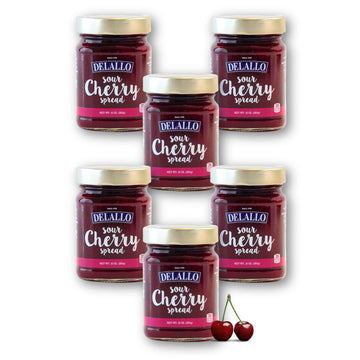 DeLallo Sour Cherry Jam Spread, Gourmet Jelly for Charcuterie Boards, Made in Greece, Fruity Tart Flavor, Non-GMO, Vegan, No Art