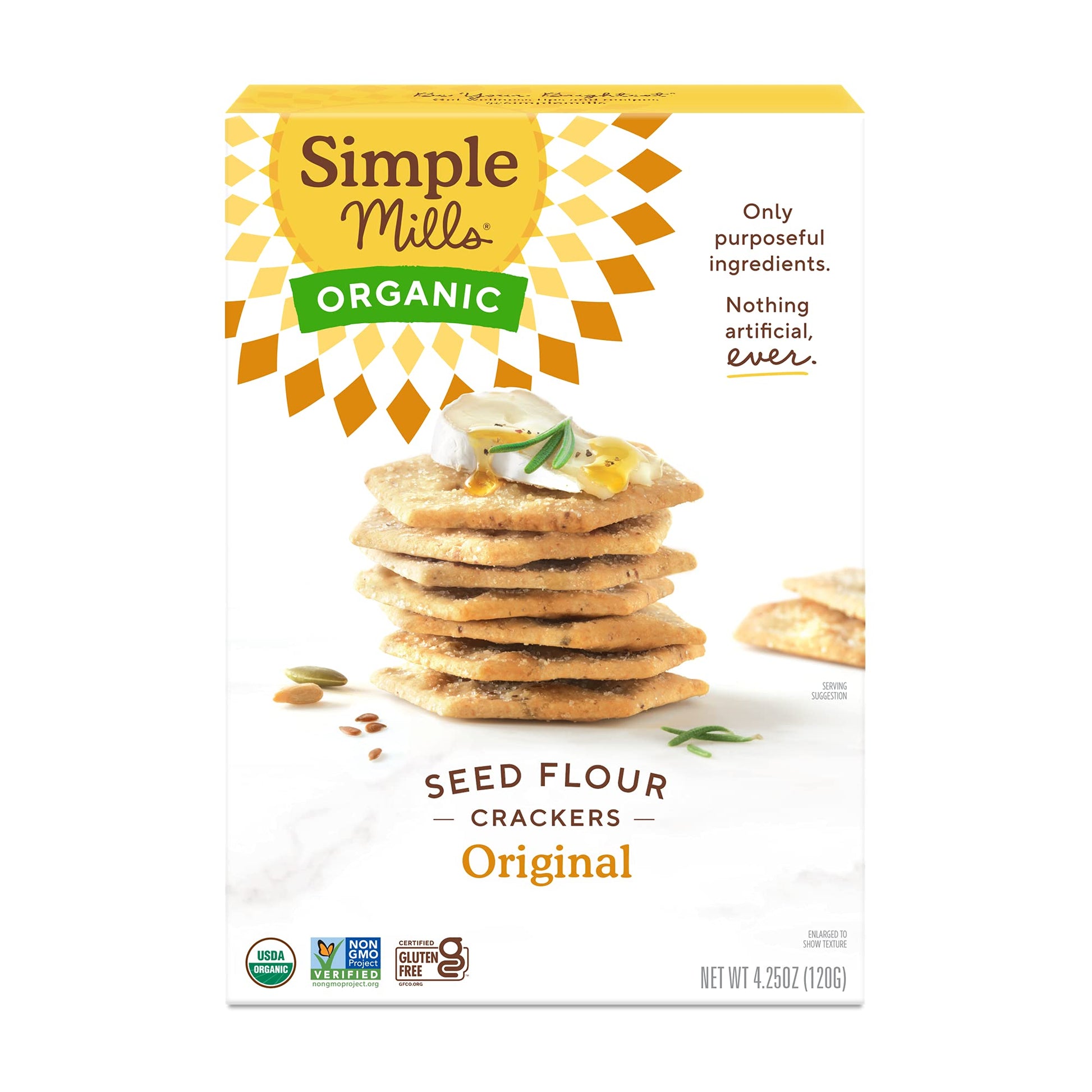 Simple Mills Organic Seed Crackers, Original - Gluten Free, Vegan, Healthy Snacks, Paleo Friendly, 425 Ounce (Pack Of 1)