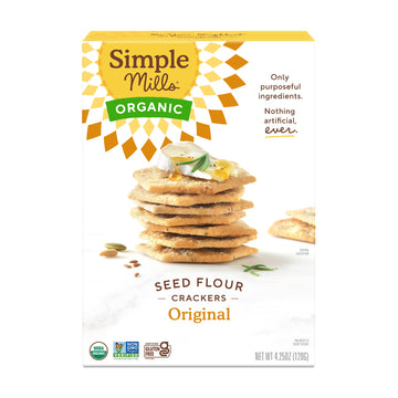 Simple Mills Organic Seed Crackers, Original - Gluten Free, Vegan, Healthy Snacks, Paleo Friendly, 425 Ounce (Pack Of 1)