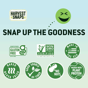 Harvest Snaps Veggie Chips (Single Serve Snack Crisps, 1.0 oz) | Powered by Plant Protein, Gluten Free, Non-GMO Baked Vegetable
