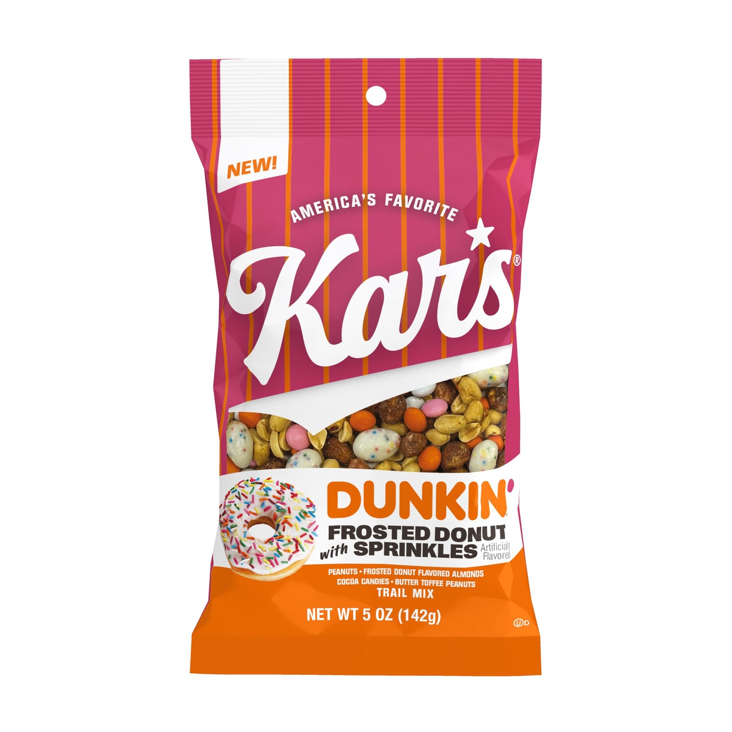 Kars Nuts Dunkin Frosted Donut with Sprinkles Mixed Nuts - Sweet Candy-Coated Nuts Mix, 5oz Grab & Go Bags (Pack of 12) - Trail 